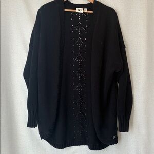 tentree Small Black Organic Cotton Open-Front Women's Sweater Eco Minimalist EUC